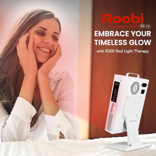 Roobi Terapia de luz roja 660nm 850nm infrarrojo cercano, doble chip parpadeo libre LEDs, soporte ajustable, 60 LED, grado clínico para energía, dolor, piel, recuperación, rendimiento.