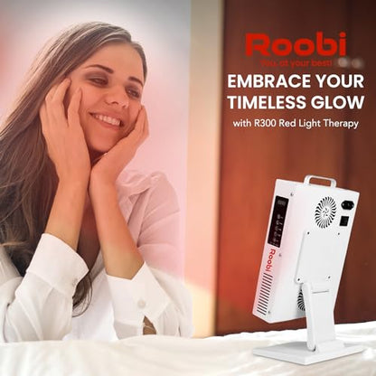 Roobi Terapia de luz roja 660nm 850nm infrarrojo cercano, doble chip parpadeo libre LEDs, soporte ajustable, 60 LED, grado clínico para energía, dolor, piel, recuperación, rendimiento.