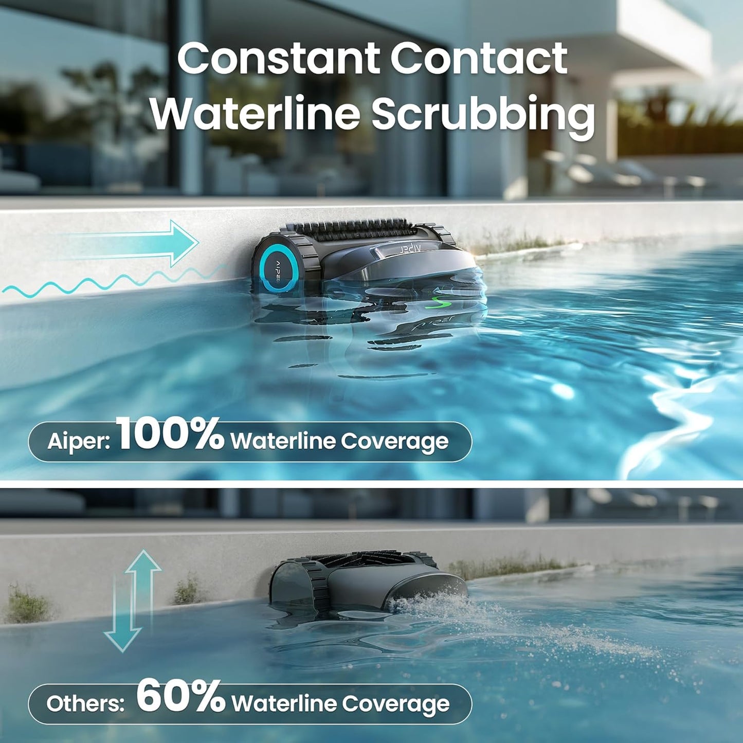 AIPER Scuba X1 - Robot de piscina inalámbrico con potente succión, doble filtración y base de carga inalámbrica, limpieza de suelo/pared/línea de flotación, tiempo de funcionamiento de 185min Aiper Actualización T1 OTA