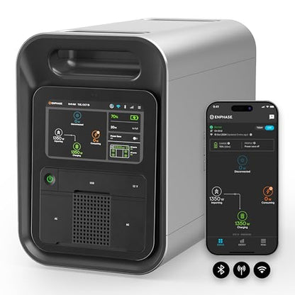 Enphase IQ PowerPack 1500 - Alimentación portátil avanzada con tecnología microinversor, pantalla táctil LCD, control de aplicaciones Enphase, Wi-Fi, celular, Bluetooth, 1500 Wh, certificado UL PES-1515-BL-US