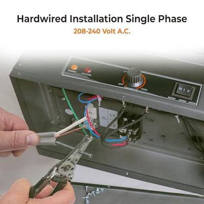 Comfort Zone Calentador eléctrico de techo con cable duro, forzado por ventilador, 5000 W, 240 voltios, ajuste solo ventilador y protección contra sobrecalentamiento, compatible con ETL, ideal para