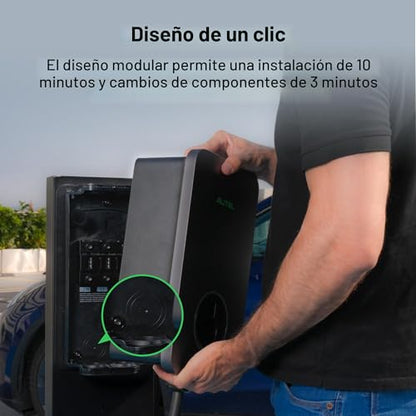 Autel MaxiCharger 	Maxi UW19LB02 Cargador de Vehículo Eléctrico (EV) de Nivel 2, hasta 80 Amperios de Carga Rápida Cargador EV Nivel 2, Nube Integrada con IA, Estaciones de Carga Interior/Exterior J1772, Cableado