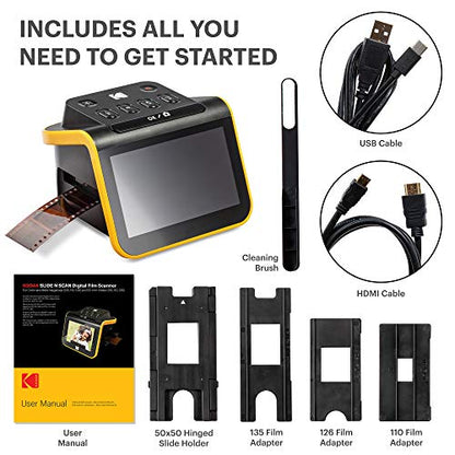 KODAK Slide N SCAN - Digitalizador de escáner de película y diapositivas con pantalla LCD de 5 pulgadas, convierte rápidamente negativos y diapositivas a fotos digitales JPEG de 22 MP, compatible con
