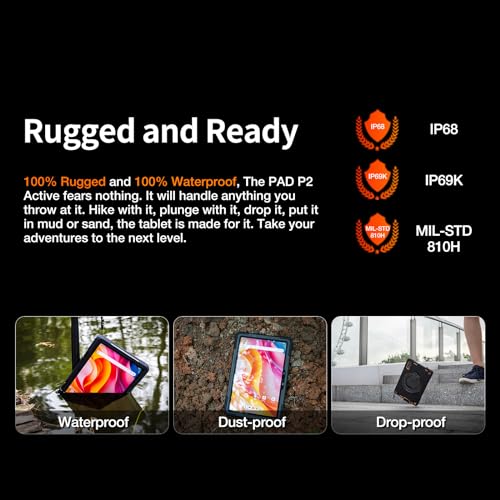 AGM PAD P2 Active Rugged Android 14 Tablet con funda, impermeable y a prueba de caídas, certificado Widevine L1 y GMS, pantalla FHD 480 NITS de 11 pulgadas, 90 Hz, MTK G99, 8000 mAh, 16 (8+8) + 256 GB