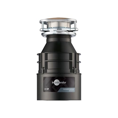 InSinkErator Badger 5 - Triturador de basura, serie estándar de 1/2 HP, triturador de residuos de alimentos de alimentación continua, negro, juego de 1
