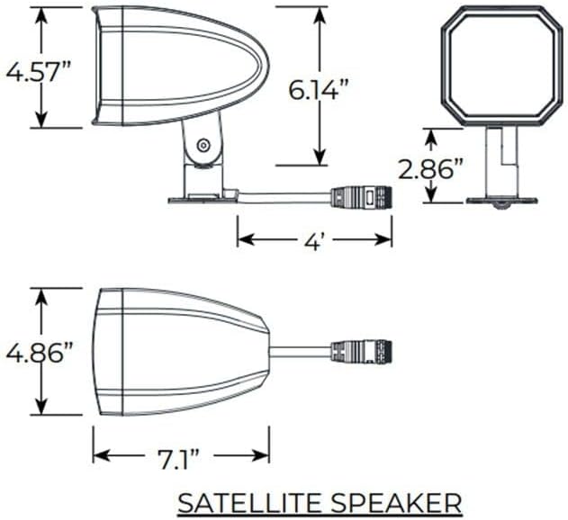 VOLT Sistema de audio para exteriores OHM 4.1 con 4 altavoces satélite, subwoofer y amplificador Bluetooth, proporciona cobertura de hasta 1300 pies cuadrados VAU-KIT3-PBZ