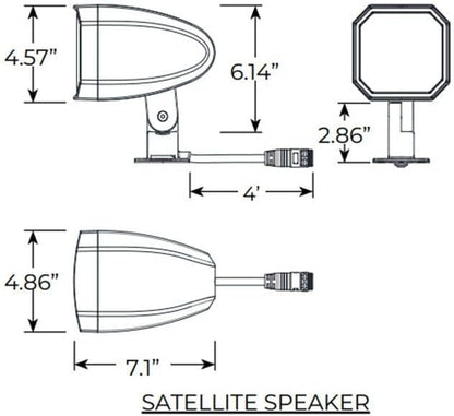 VOLT Sistema de audio para exteriores OHM 4.1 con 4 altavoces satélite, subwoofer y amplificador Bluetooth, proporciona cobertura de hasta 1300 pies cuadrados VAU-KIT3-PBZ