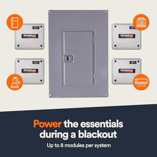 Generac 7000 Administrador de carga de 50 amperios - Priorización de carga eficiente y tecnología sin cables para una gestión confiable de la energía - Función de bloqueo y pantalla LED de estado para