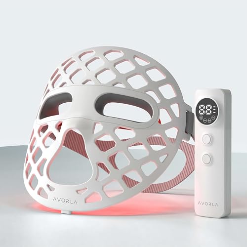 Máscara LED de belleza - Máscara facial de terapia de luz roja y luz infrarroja para arrugas - Luz azul para el acné - Longitud de onda múltiple para el cuidado de la piel - Recargable para uso