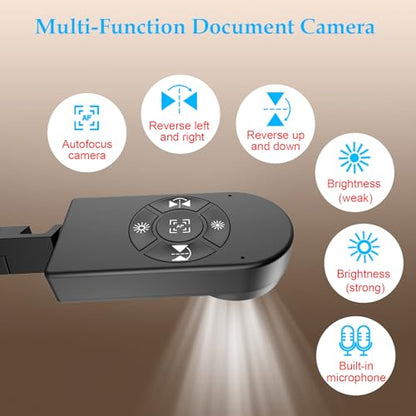 Cámara de documentos de 8 MP, cámara Doc, cámara web USB para profesores y aula, para tamaño A3 A4, micrófono incorporado, luz LED, inversor de imagen, para Windows, Mac, Chromebook, enseñanza KB-700S PAKOTOO