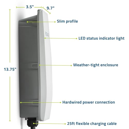 Home 50 NACS - Cargador EV de nivel 2, 240 V cableado, compatible con Tesla - Estación de carga inteligente de vehículo eléctrico de 50 amperios, cable de 25 pies, listado UL, hasta 45