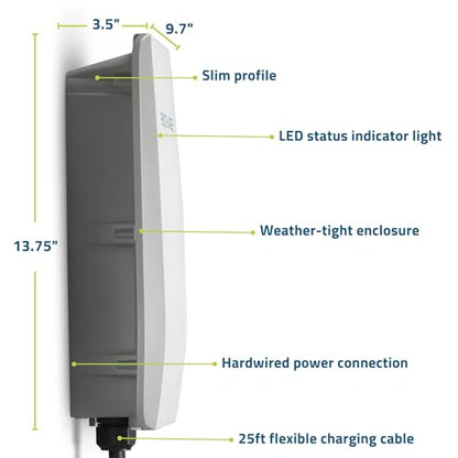 Home 50 NACS - Cargador EV de nivel 2, 240 V cableado, compatible con Tesla - Estación de carga inteligente de vehículo eléctrico de 50 amperios, cable de 25 pies, listado UL, hasta 45
