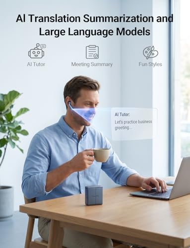 Timekettle Auriculares de traducción W4, sensor de huella de voz ósea para voz clara en ruido, corrección de traductor AI, privacidad protegida con GDPR, Bluetooth, aplicación iOS/Android para