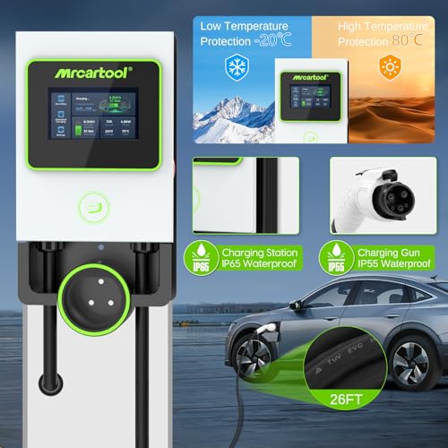MR CARTOOL Estaciones de carga de vehículos eléctricos de nivel 2 S311, cargador EV con control de aplicación con cable de cargador de coche eléctrico de 26 pies, cargador inteligente EV de 32 A