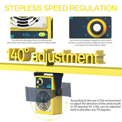 BAKON Ventilador de iones antiestáticos, Ventilador eléctrico de iones, Eliminador estático, Mantenimiento de fabricación electrónica, Laboratorio de investigación científica, Embalaje de chips para