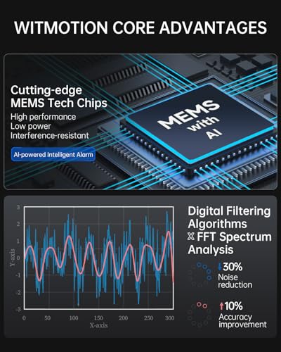 [Sensor de vibración BLE] WTVB01-BT50 Módulo de vibración inteligente Ar-duino, Detector de vibración de 3 ejes (amplitud+frecuencia+desplazamiento+velocidad), monitor de motor de choque