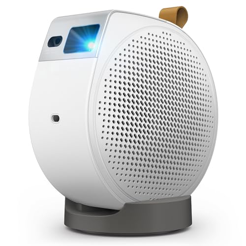 BenQ GV50 | Proyector portátil láser, 500 lúmenes, nativo 1080p, compatible con 4K, proyección de techo, base de trípode, ángulo giratorio, Google TV, Netflix certificado, WiFi y Bluetooth, altavoz integrado