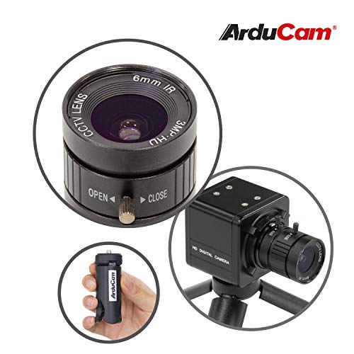 Arducam para cámara Raspberry Pi HQ, cámara web IMX477 HQ de 12 MP con audio, lente de montaje CS de 6 mm, carcasa de metal, trípode y cable USB