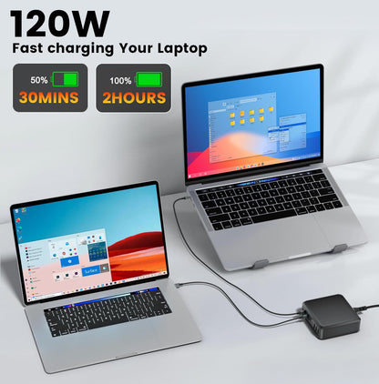 Bloque de cargador USB C de 780 W estación de carga rápida de 10 puertos USB C GaN PD 120 W adaptador de cargador para laptop MacBook Pro/Air, DELL, iPad, iPhone, Samsung Galaxy
