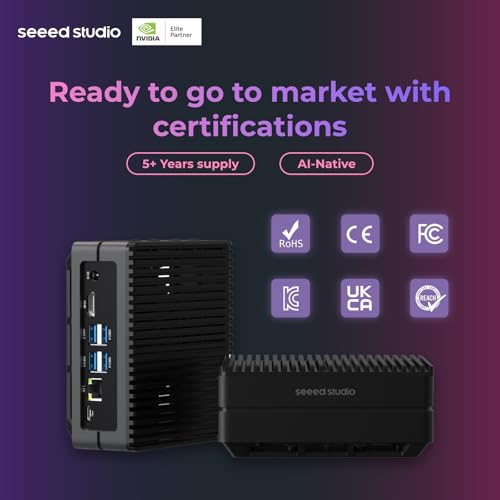 Seeed studio NVIDIA Jetson Nano Edge AI Device - Kit reComputer J1010, carcasa de aluminio, sistema Jetpack preinstalado. Mini PC con 0.5 TFLOP (FP16), fuente de alimentación no incluida