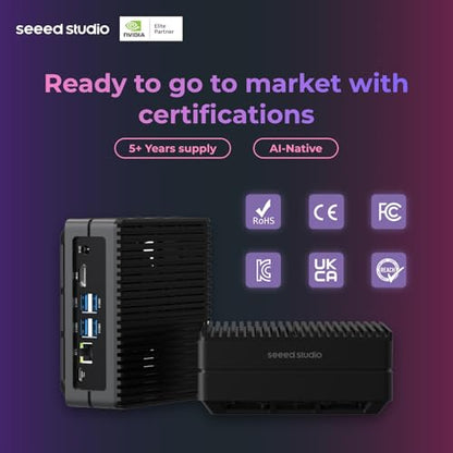 Seeed studio NVIDIA Jetson Nano Edge AI Device - Kit reComputer J1010, carcasa de aluminio, sistema Jetpack preinstalado. Mini PC con 0.5 TFLOP (FP16), fuente de alimentación no incluida
