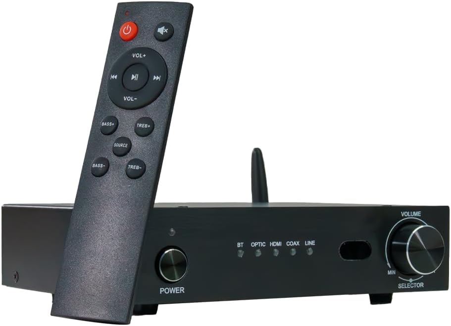 VOLT Sistema de audio para exteriores OHM 4.1 con 4 altavoces satélite, subwoofer y amplificador Bluetooth, proporciona cobertura de hasta 1300 pies cuadrados VAU-KIT3-PBZ