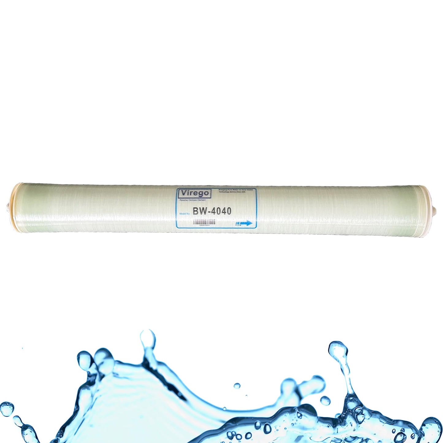 BW-4040, Membrana RO de 10,16 cm x 101,6 cm para Desalinización de Agua Salobre, Membrana de Ósmosis Inversa BW 4040 para Toda la Casa, Agua Municipal, Certificada NSF, Tasa de Desalinización del