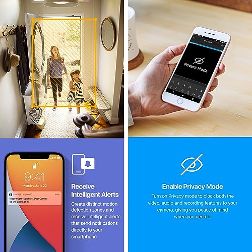 Amcrest WiFi interior ProHD de 4 MP, cámara IP de seguridad con panorámica/inclinación, audio bidireccional, visión nocturna, visión remota, 4 megapíxeles @30 FPS, amplio FOV de 90 °, IP4M-1041B