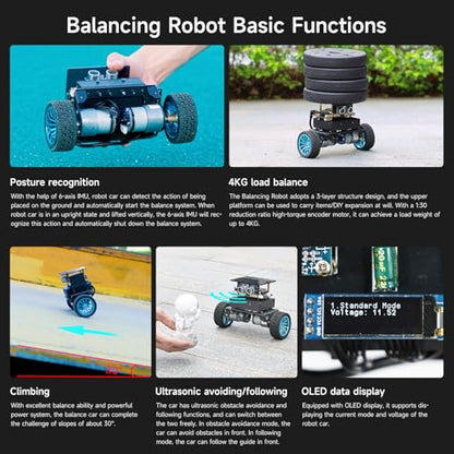 Yahboom STM32 2wd robot de autoequilibrio, kit de chasis de robot inteligente de dos ruedas Junta de expansión de robot V3.0
