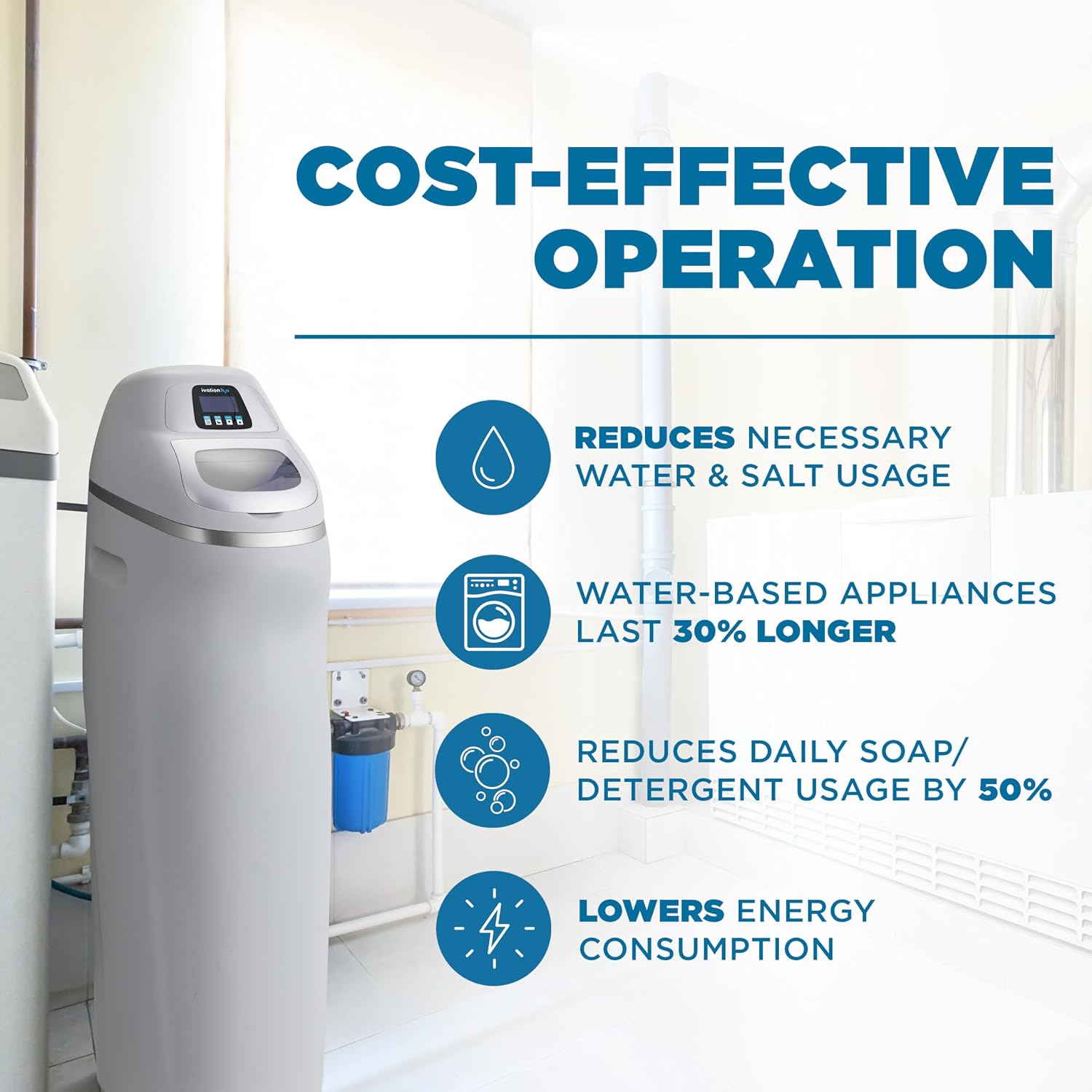 Ivation H2O IVAWS40K200RL - Sistema de suavizante de agua de 40.000 granos, suavizador de agua, con discos de cerámica patentados, regeneración automática de agua blanda para toda la casa, reduce el magnesio
