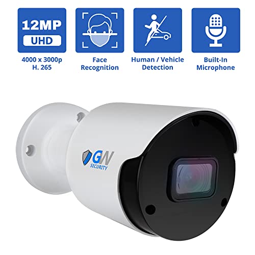 GW Security 12MP 4000x3000p cámara de seguridad IP PoE para exteriores/interiores con micrófono IP Bullet (GW12537MIC)