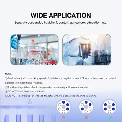Máquina centrífuga, centrífugas de mesa de laboratorio, equipo centrífugo de laboratorio eléctrico con tubos de centrífuga de 6x50ml, baja velocidad 0-4000RPM 0-60Min Timer 2770xg Fuerza centrífuga