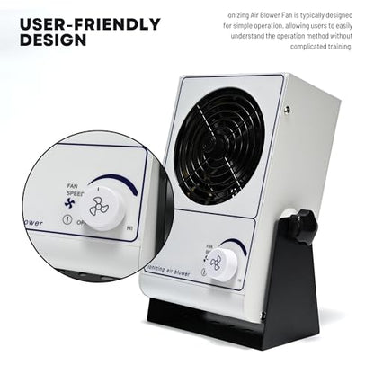 Ventilador ionizante de iones de ventilador de iones de ventilador de eliminación antiestática de descarga ESD Ventilador 110V ionizador de escritorio Ventilador Eliminador de ventilador