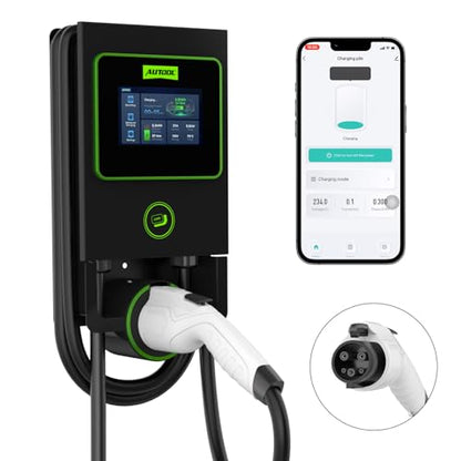 AUTOOL C701 Cargador EV de nivel 2 NEMA 14-50 EVSE, cargador EV de 32 amperios nivel 2, estación de carga de vehículos eléctricos habilitada para WiFi y Bluetooth, cable de 26 pies