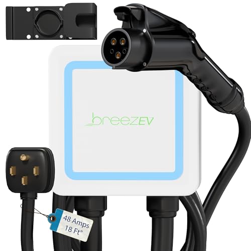 KastLite Cargador BreezEV de 48 amperios EV nivel 2, enchufe NEMA 14-50, conector J1772, cable de 18 pies | 240 V IP65 universal para montaje en pared para vehículo/estación de carga doméstica