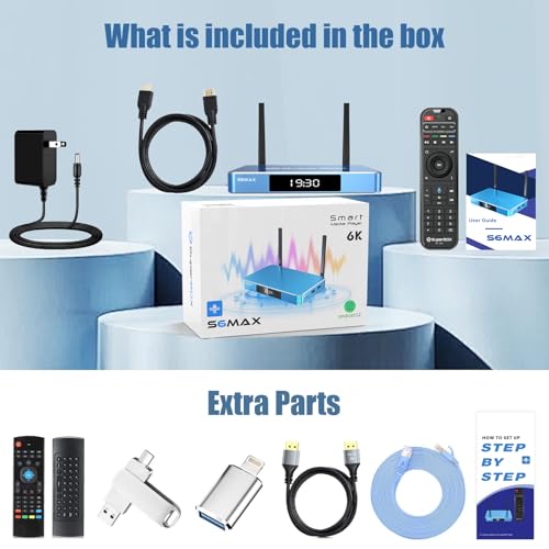 SUPER S6 MAX ultra Control de voz integrado, control de voz integrado, adaptador USB 3.0 OTG para iOS, teclado completo, paso a paso