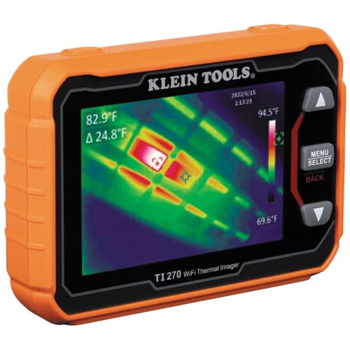 Klein Tools Cámara termográfica recargable TI270, más de 10000 píxeles, transferencia de datos Wi-Fi, 3 paletas, puntos de temperatura alta/baja