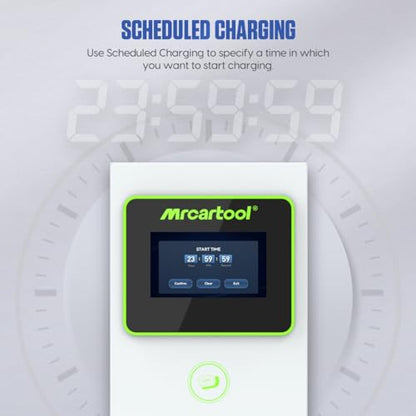 MR CARTOOL EV Charger Type 2 Charging Unit 7kW/32A Electric Car Charger IP65 EV Charging Station with Scheduled Charging, LCD Touchscreen, RFID Card, 8M Cable, Home Wall Mount Rapid Charging Point