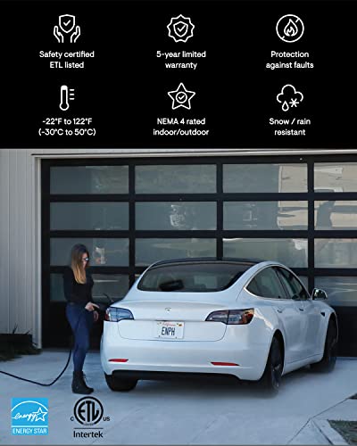 Enphase– Estación de carga EV, HCS-50, EVSE, 240 V, 40 A, nivel 2, con cable de carga de 25 pies, 0918-00-004 hecho en Estados Unidos