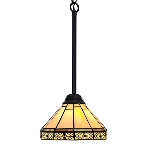 Capulina Tiffany - Lámparas colgantes, mini lámpara colgante de vitrales de 8 pulgadas de ancho, estilo rústico antiguo para cocina, isla, encimera, comedor, pasillo Número de modelo: CL088807CP