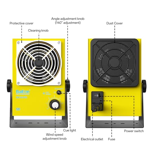 BAKON Ventilador de iones antiestáticos, Ventilador eléctrico de iones, Eliminador estático, Mantenimiento de fabricación electrónica, Laboratorio de investigación científica, Embalaje de chips para