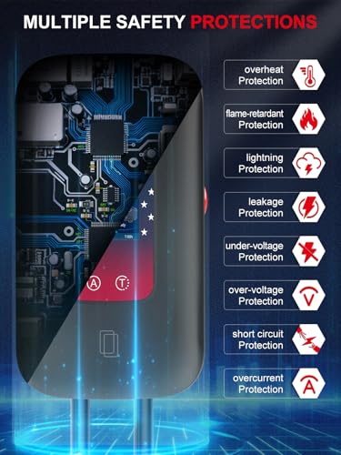 MACARLON - Cargador EV de nivel 2, 40 amperios, 240 V, cable de 25 pies, tarjeta Wi-Fi y RFID, estación de carga inteligente para vehículos eléctricos con enchufe NEMA 14-50 y conector J1772, GO-E3116S09