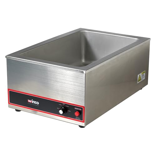 Winco FW-S500 Calentador de alimentos portátil comercial para mesa de vapor, 120 V, 1200 W, acero inoxidable, grande
