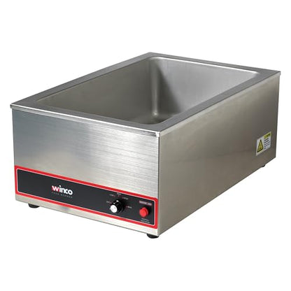 Winco FW-S500 Calentador de alimentos portátil comercial para mesa de vapor, 120 V, 1200 W, acero inoxidable, grande