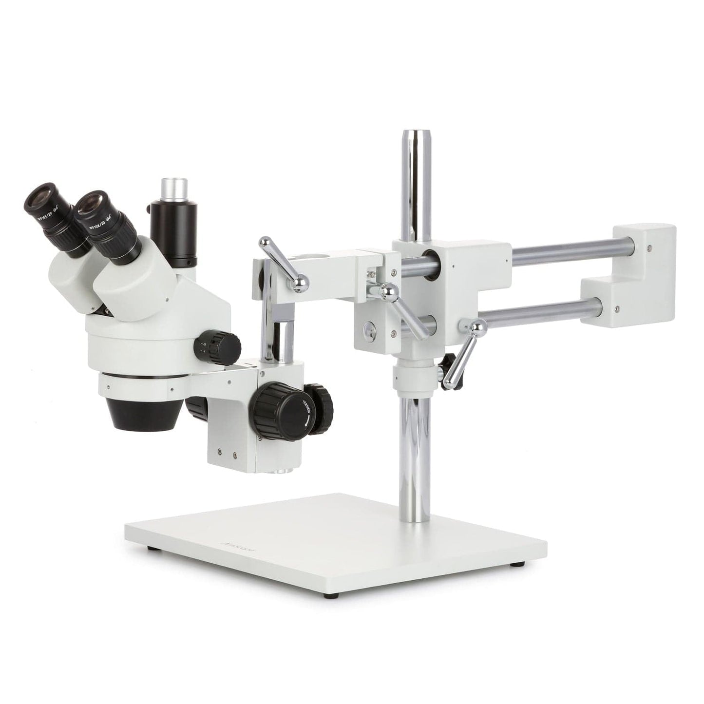 AmScope SM-4TP - Microscopio Profesional de Zoom estéreo trinocular con Control de Enfoque simultáneo, oculares WH10x, Aumento 7X-45X, Lente de Zoom 0.7X-4.5X, iluminación Ambiental, Soporte de Brazo