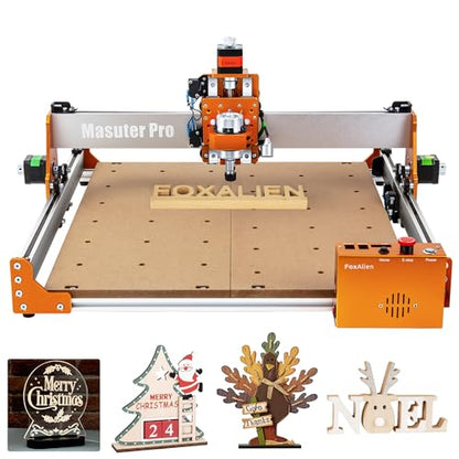 FoxAlien Masuter Pro - Máquina de enrutador CNC de 3 ejes, máquina de grabado de pasatiempos para principiantes, estructura totalmente metálica para madera, acrílico, MDF, nailon, enrutamiento