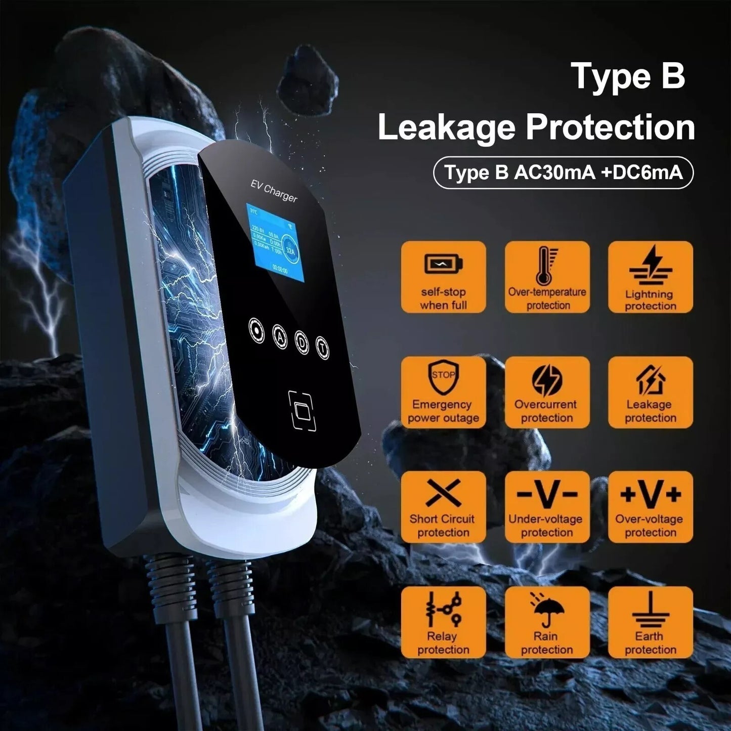 Cargador para vehículos eléctricos GBT de China con función DLB, aplicación Wi-Fi RFID, 11 kW trifásico, retardo de 1 a 15 horas