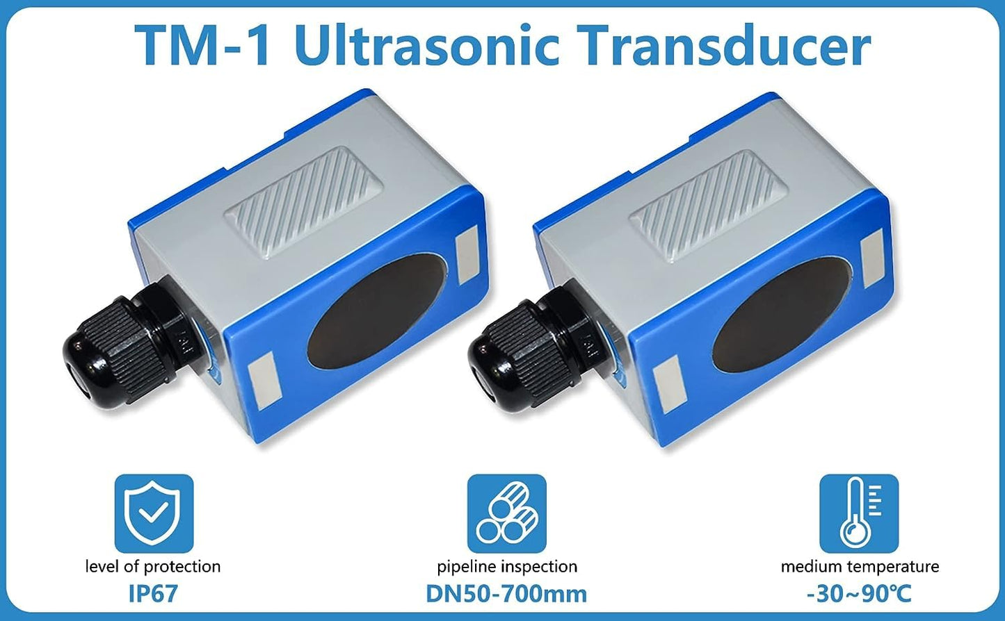 Caudalímetro líquido ultrasónico IP67+TM-1 DN50-2,296.6 ft m del metro de flujo de Digitaces TUF-2000B