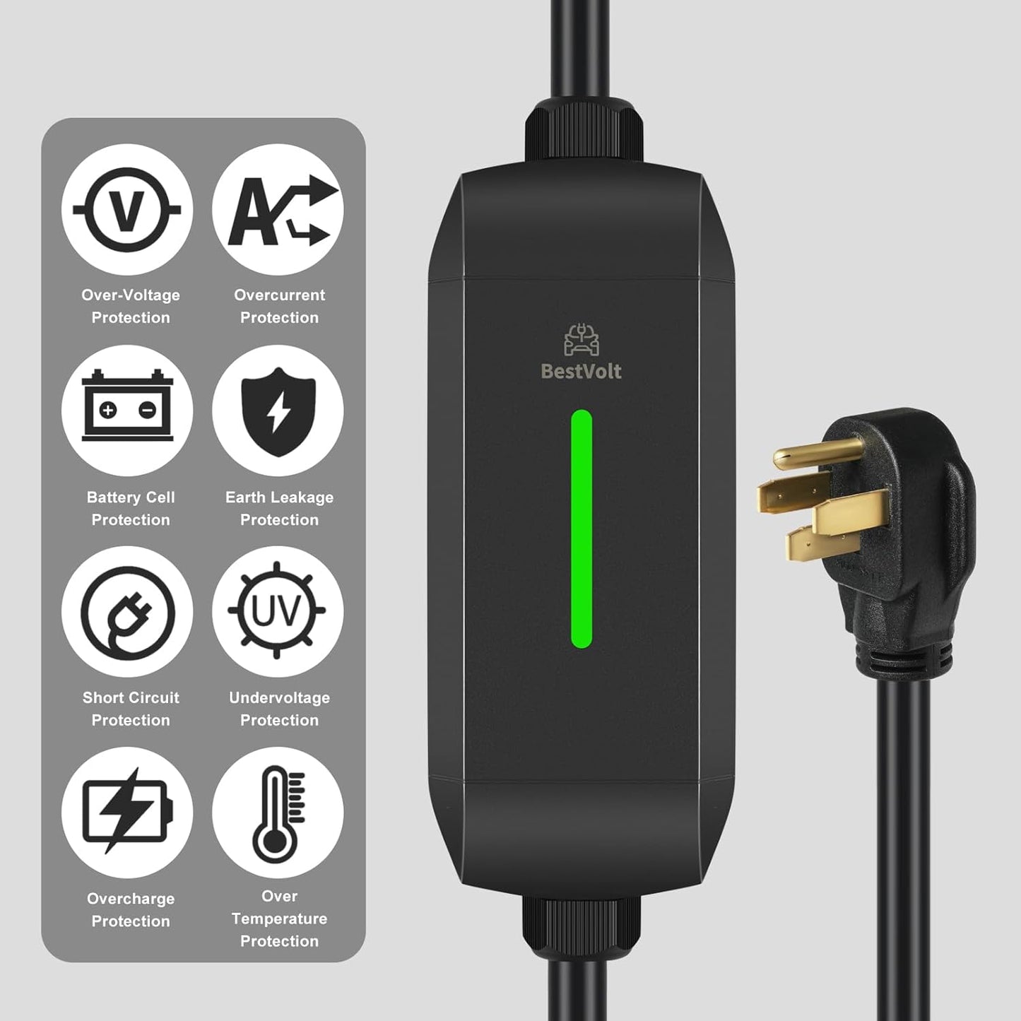 Leisure Stay Cargador portátil para vehículos eléctricos Tesla, Certificado etl, Carga rápida de 7.65M, Impermeable ip65, Compatible con Camiones 3 / X/y/Cyber (LV2 14-50 (Black 32A-40A))