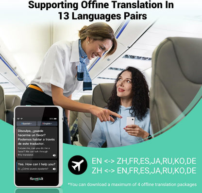 Timekettle, Fluentalk T1 Mini dispositivo de traductor no necesita WiFi, datos móviles globales integrados de 1 año, soporta 40 idiomas y traducción de fotos, traductor de idioma instantáneo para